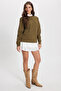 Women's Oversize Wide Cut 100% Cotton 2 Thread Crew Neck Khaki Sweatshirt - 2