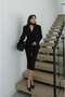 Black Waist-Fitted Belt Detail Blazer Jacket - 3