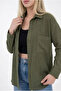 Women's Khaki Basic Oversize Linen Pocket Long Sleeve School Plus Size Shirt - 5