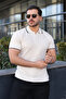 Men's Casual Striped Cotton White Polo Neck T-Shirt