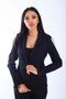 Women's Single Button Patterned Jacket Blazer Jacket-Black - 2