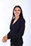 Women's Single Button Patterned Jacket Blazer Jacket-Black - 3
