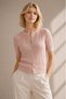 Pink Cotton Blend Short Sleeve Seasonal Women's Knitwear Cardigan - 3