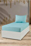 Tekstilla Pink Elastic Fitted Turquoise Color Single Bed Sheet Set with Pillowcase