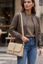 Cream Faux Leather Stylish Women's Shoulder Bag with Adjustable Strap - 3