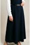 Buttoned Short Sleeve Belted Gilet Dress 5095-01 Navy Blue - 5
