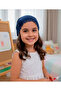 Girl's Dark Blue Triangle Hat E Stretchy V Viscose Fabric D Lace I Triangle Hat with Flower Detail (2-9 Years)