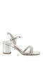 Women / Girls Silver Stone Ankle Strap Medium Thick Heeled Double Strap Sandals