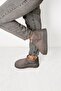 Women's Gray High Sole Ultra Mini Suede Boots with Fur Inside 4,5cm Byndum02 - 2