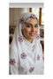 Needle-Embroidered White Color Prayer Mat with Prayer Beads - 2