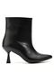 4701 Black Leather Square Heel Daily Women's Boots - 5