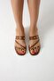 Women's Tan Trokie Studded Z Band Leather Slippers BYNDTROK01 - 3