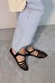 Women's Black Palmi Ankle Strap Pointed Toe Patent Leather Sandals BYND24900 - 3