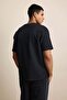 Men's Oversize Minimal Floral Embroidered T-Shirt Black - 7