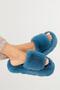 Women's Petrol Blue Extra Soft Furry House Slippers 3cm Bynd01 - 3