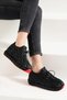 Woman Black Breezy Parachute Fabric Red Sole Sneaker Sports Shoes 3cm Byndbre01