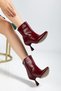4701 Burgundy Wrinkled Square Heel Daily Women's Boots - 3