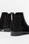 165-212 Black Suede Zippered Daily Women's Boots with Stone Accessories - 4
