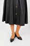 Women's Black Double Buckle Leather Classic Heeled Shoes 4cm Byndkp704 - 3