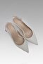 Women's White Round Heeled Pointed Toe Ankle Buckle Open Back Leather Stiletto 7cm Byndbs - 8