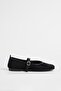 Women's Black Suede Daily Buckle Low Heeled Comfortable Ballerinas Byndmrj01 - 7