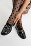 Women's Black Stoned V Buckle Patent Leather Loafer Shoes 4cm Byndkp1014 - 5