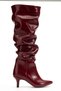 Sr-2001 Burgundy Wrinkled Thin Heeled Casual Boots - 3
