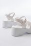 24414-1005 White Daily Cross Wedge Heel Women's Sandals - 5