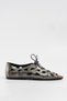 Women's Silver Laser Lace-Up Open Front Leather Sandals Byndlzr01 - 5