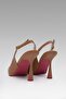 Women's Honey Pointed Toe Color Heeled Ankle Strap Open Back Leather Stiletto Shoes 10.5cm - 7