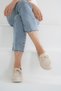 Women's Beige Leather Ogc Buckle Loafer Moccasin Shoes 3cm Byndlfrk01 - 2