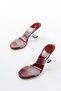 S-618 Claret Red Patent Leather Double Strap Heeled Women's Slippers - 3
