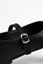 Women's Black Leather Casual Buckle Low Heeled Comfortable Ballerinas Byndmrj01 - 7