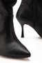 Vrt-024 Black High Thin Heeled Bellows Zippered Women's Boots - 4