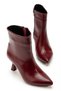4701 Burgundy Wrinkled Square Heel Daily Women's Boots - 4