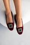 Women's Burgundy Cardif Square Buckle Velvet Home Slippers 1cm Byndshr03