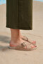 Women's Beige Cross Buckle Slippers 2cm Byndrp01 - 4