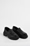 Women's Black Leather Flat Thick Sole Loafer Moccasin Shoes 4.5cm Byndlfrk02 - 8