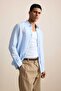 Men's Regular Fit Linen Basic Long Sleeve Shirt Light Blue - 6