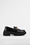 Women's Black Leather Chain Thick Sole Loafer Moccasin Shoes 4.5cm Byndlfrk02 - 7