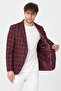Virone Men's Burgundy Mono Collar Plaid Polyviscon Fabric Slim Fit Sports Blazer Jacket - 5