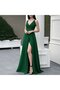 Women's Rope Strap Deep Long Slit Detailed Local Crepe Long Dress