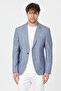 Meriva Men's Navy Blue Linen Look Spring-Summer Slim Fit Plaid Sports Blazer Jacket - 5