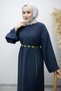 Chain Belted Dress Tsd260191 Navy Blue - 2