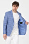 Virone Men's Indigo Mono Collar Plaid Polyviscon Fabric Slim Fit Sports Blazer Jacket - 7