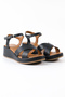 Genuine Leather Black Wedge Heel Women's Sandals - Z262290 - 2