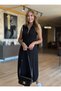 Lunch Lifestyle Women's Zippered Polo Collar Ribbed Double Slit Midi Length Sleeveless Knitted Dress - 2