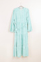 Mint Green & White Geometric Printed Tiered Dress - 2