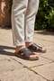 Enova Men's Faux Leather Orthopedic Double Monta Sole Buckle Stitched Stylish Home Outdoor Slippers - 4