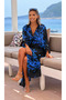 Black Indigo Reef Patterned Viscose Shirt Dress